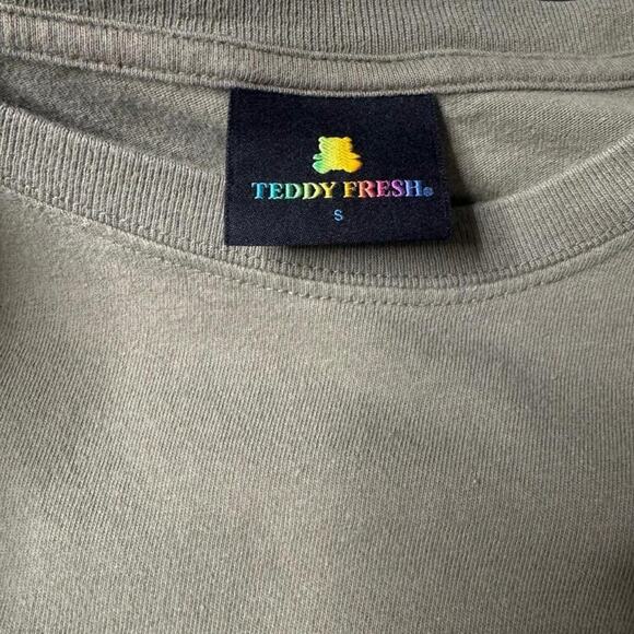 Teddy Fresh Classic Washed Pocket Tee Olive Green Small Embroidered Bear - Picture 7 of 9